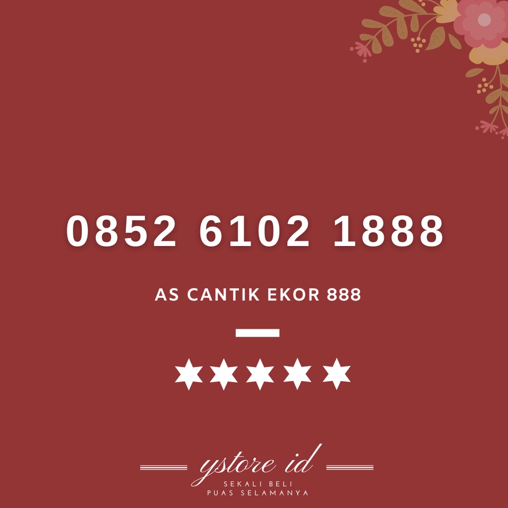 NOMOR CANTIK TELKOMSEL 888 KARTU PERDANA AS 4G NOMER SERI EKOR 888