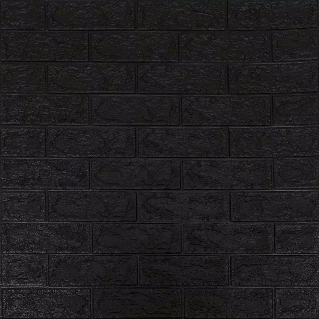 Sticker Wallpaper 3D foam Embosed Model Batu Bata kayu dan batik Sticker Wallpaper Dinding 3D-BATA HITAM
