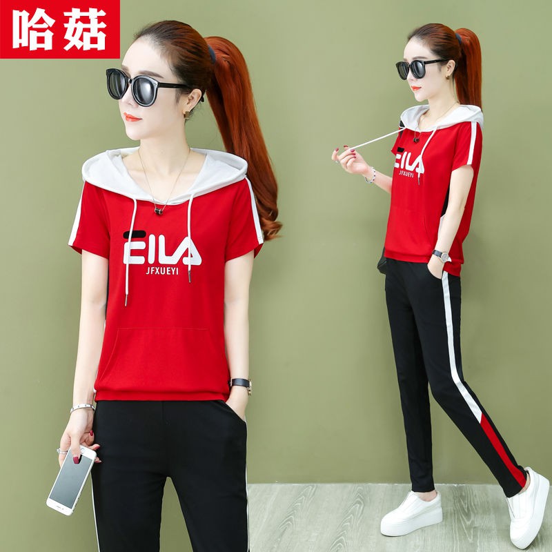 Setelan Kaos T shirt Lengan Pendek celana Panjang Olahraga Setelan Kaos T shirt Lengan Pendek celana Panjang Olahraga