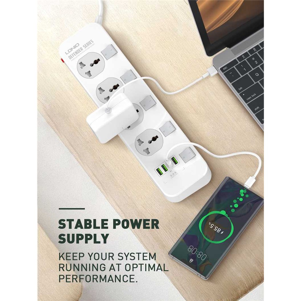 LDNIO SC4408 - Power Strip with 4 Universal Plug and 4 USB Port - Stop Kontak dengan port USB