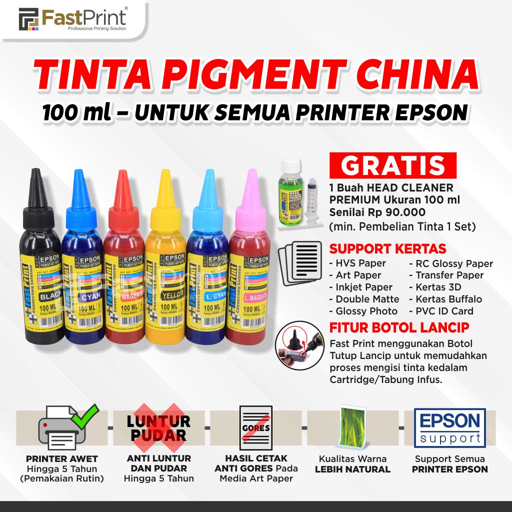 Tinta Pigment Durabrite Art Paper China 100ML Printer Epson