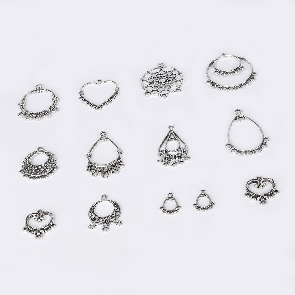 10pcs / Lot Liontin Bahan Metal Alloy Warna Silver Gaya Vintage Antik Untuk Membuat Perhiasan Anting