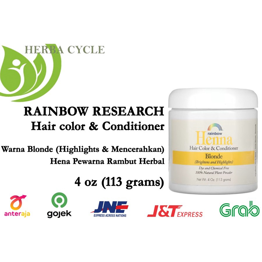 Rainbow Research Henna Blonde 113 g Pewarna Rambut Alami Herbal ORI USA