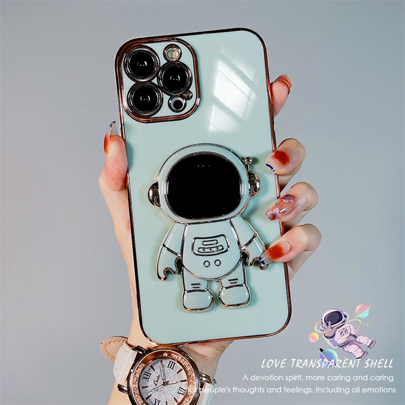 Soft Case TPU Motif Astronot Untuk Samsung A12 A72 A52 A52s A71 A51 A50 A50s A30s A20 A30 M12 S20 S21 FE S22 Ultra Plus Astronaut Electroplate Phone Case Soft TPU Silicone Case Shockproof Drop Resistance Protective Cover