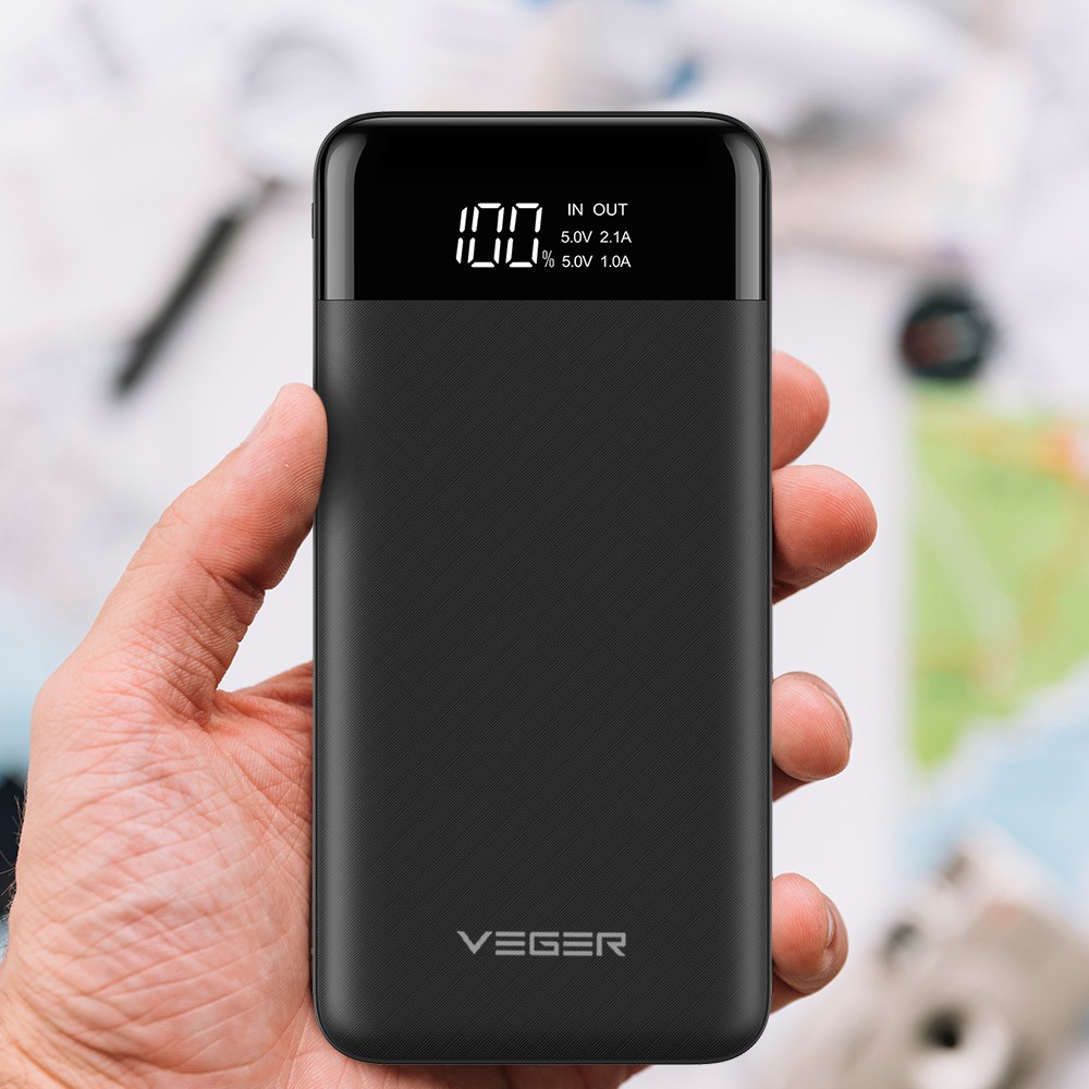 VEGER Powerbank X101 10000mAh Indicator LED Digital Display Real Capacity Power Bank