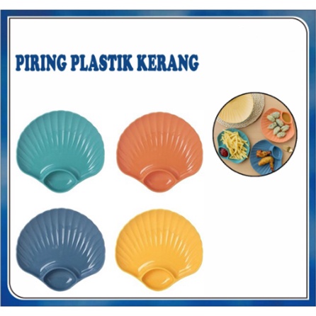 Piring Plastik Model Kerang / Piring Kerang Shell Plate Kue Roti 2in1 Tempat Saos Kecap