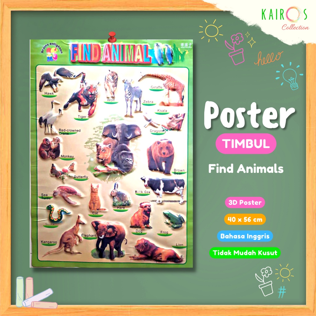 Poster Anak Timbul Binatang Find Animal