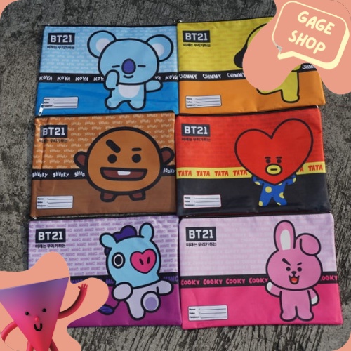 

map kanvas karakter bt21 bts keperluan sekolah anak map lucu imut amplop fancy unik lucu alat penyimpan kertas ATK alat tulis kantor bisa COD termurh import