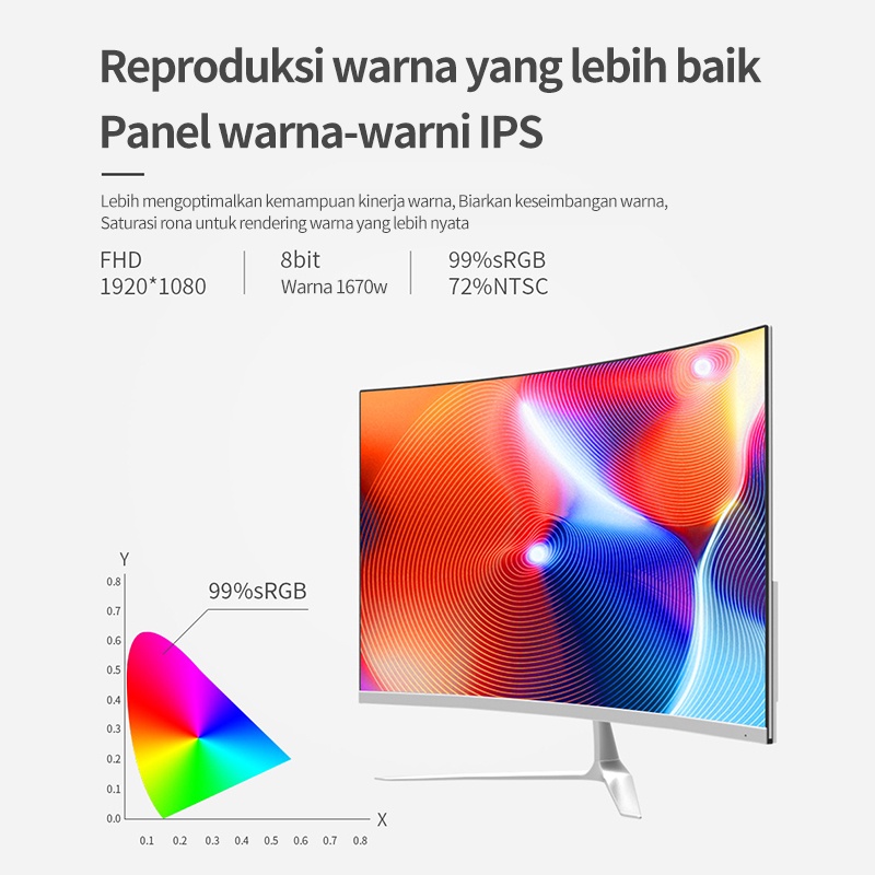 MIIGO Monitor komputer dengan resolusi tinggi lengkung ultra-tipis 24 inch-5