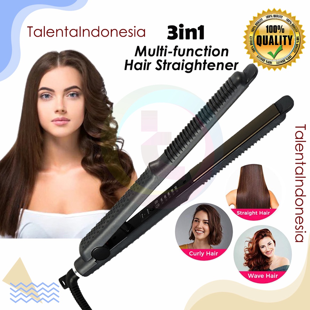 catokan rambut 3in1 lurus   keriting curly pelurus pengeriting rambut hair straightener