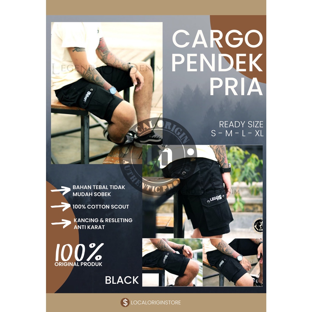 CELANA PENDEK CARGO PRIA BAHAN PREMIUM DISTRO - CELANA PDL PENDEK ATAS LUTUT - SHORT CARGO PANTS