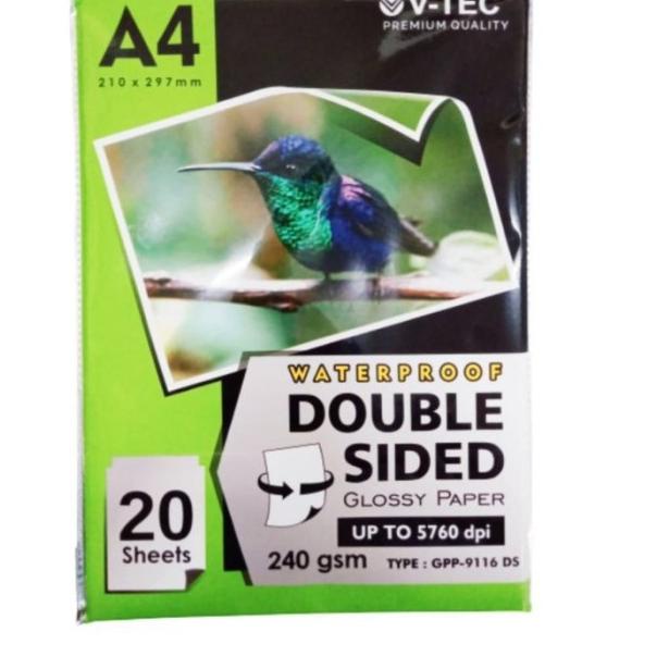 

KERTAS FOTO V-TEC GLOSSY PHOTO PAPER DOUBLE SIDE A4 240 GSM GPP-9116