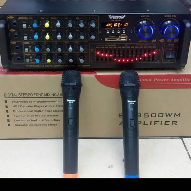 AMPLI WESTON USB BLUETOOTH PLUS MIC WIRELESS 2 BUAH