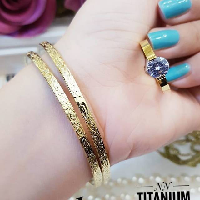 Titanium gelang dan cincin 0715k