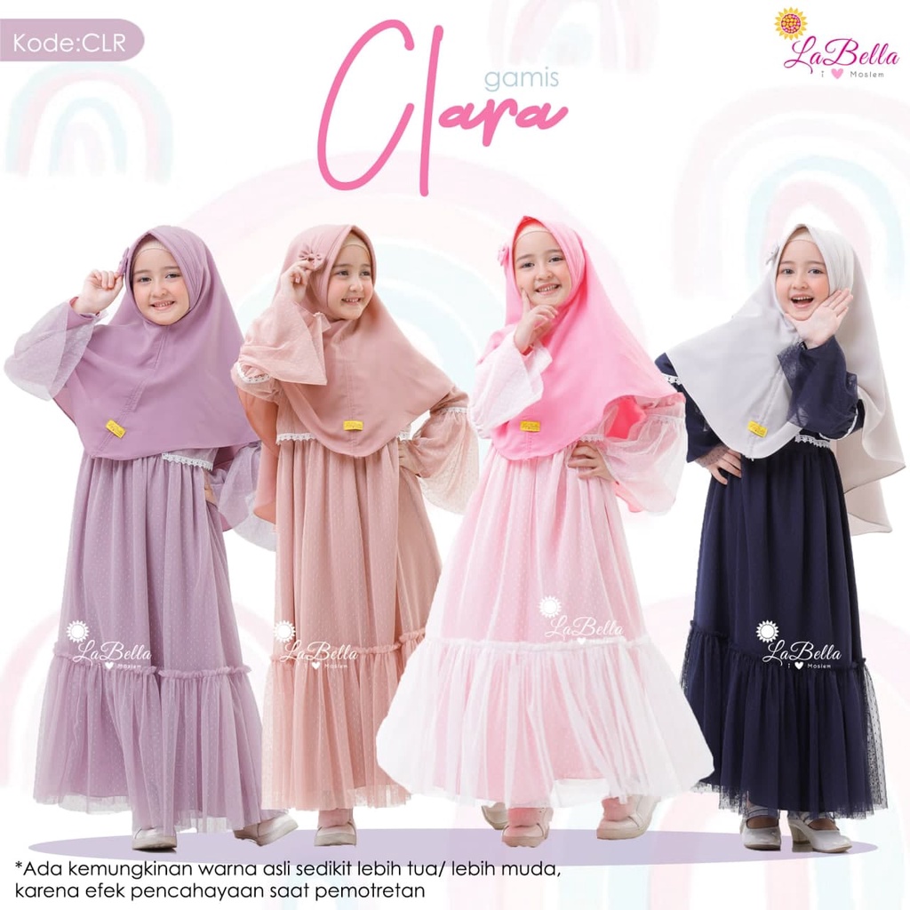 Gamis anak perempuan Gamis anak murah Gamis clara by Labella 3-11 tahun Baju muslim anak perempuan B