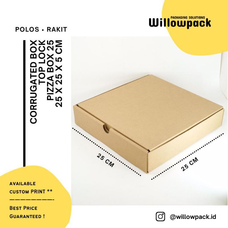 

Dus Pizza 25x25x5 cm Box Corrugated Box Dus E flute / Kardus Packaging Die Cut