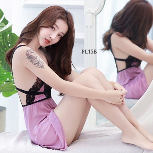 [SIAP KIRIM] BAJU TIDUR WANITA DEWASA NIGHTGOWN SEXY LINGERIE LACE PREMIUM UNGU PL15B