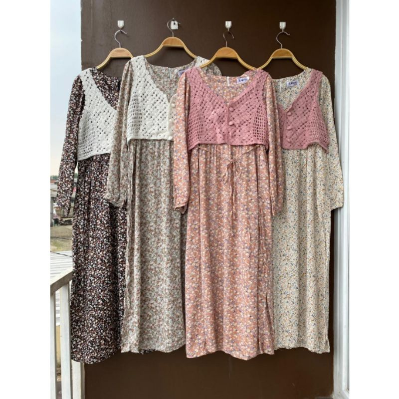 Qira long tunik, tunik import bangkok, tunic mix rajut premium