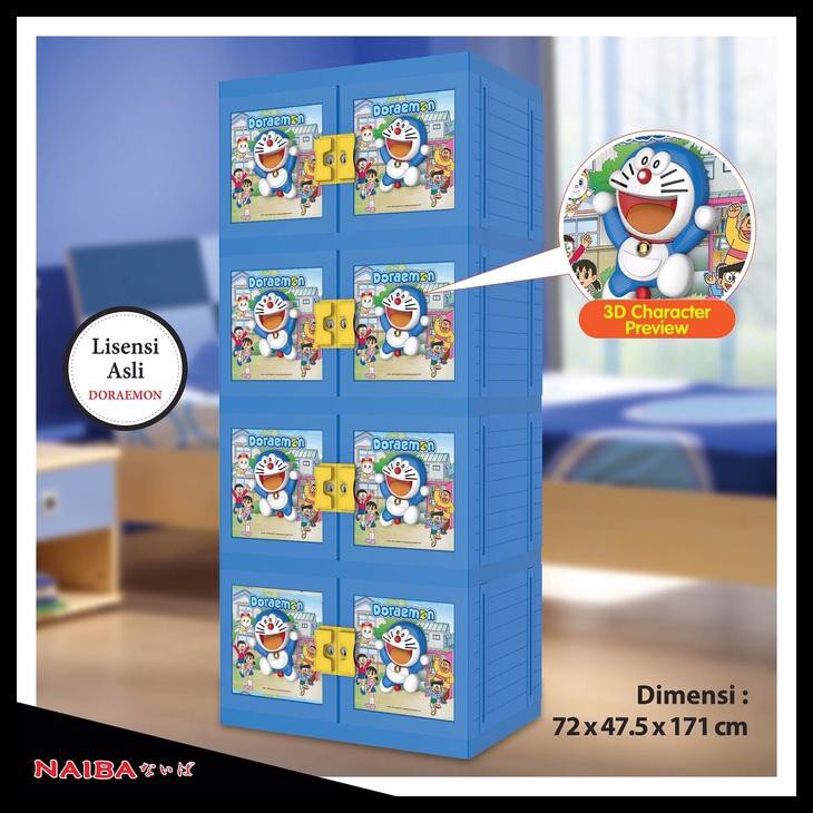 Termurah Lemari Pakaian Plastik Naiba Susun 4 Doraemon Motif 3 Dimensi