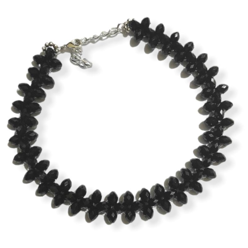 Maura Acrilic Beads Choker Necklace Kalung Crystal Chic Anyam Kristal