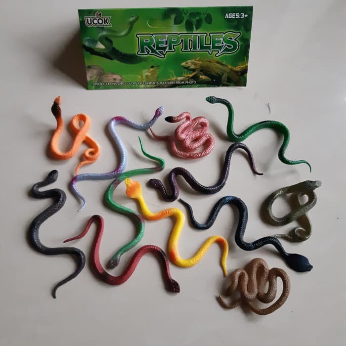 Mainan Set Hewan Reptile Ular Karet isi 12 Ular