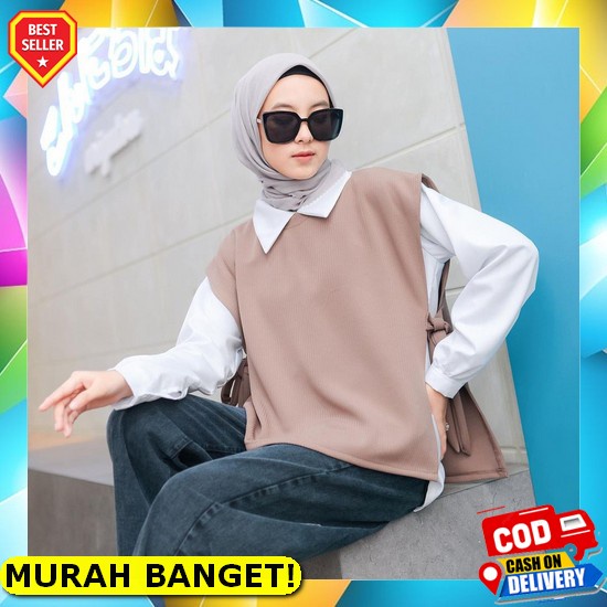 Korean Style Lengan Panjang Ootd Casual Import Kemeja Wanita O1N6 Lengan Pendek Kekinian Over Size P