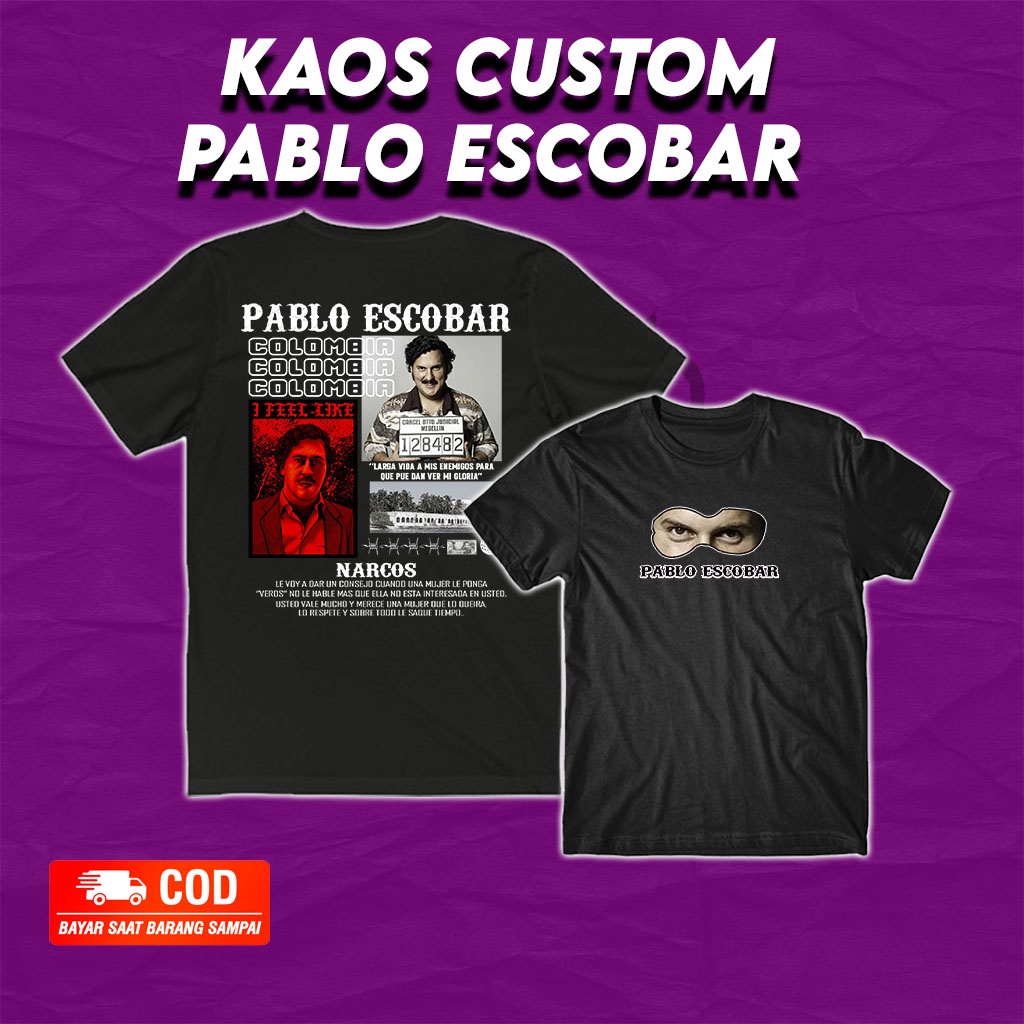 Kaos / T-shirt baju pria distro Pablo Escobar cotton combed 30 s , Baju Pablo Escobar bahan cotton c