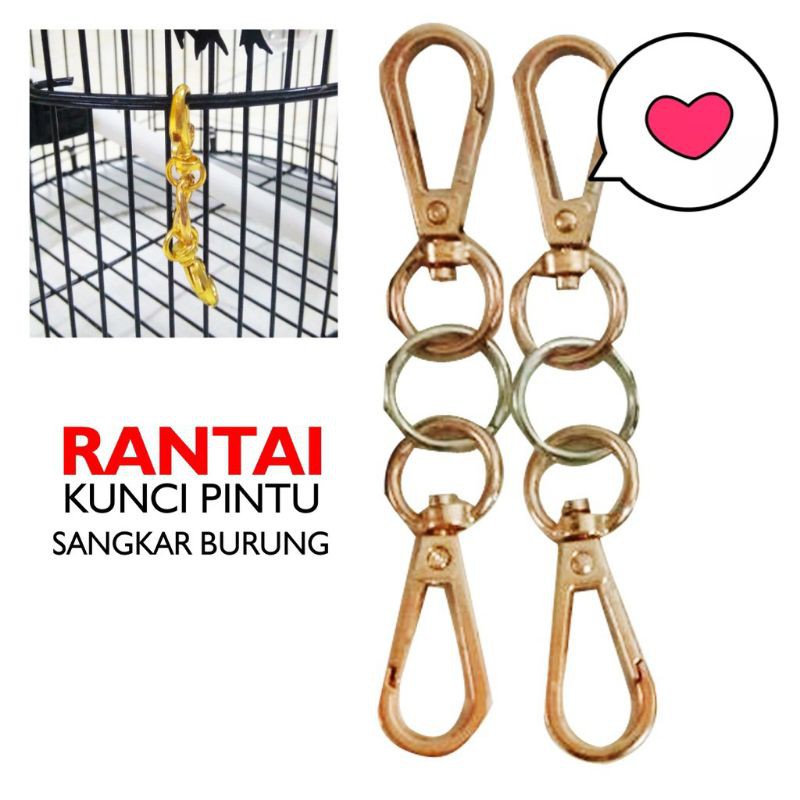 Rantai Besi Kunci Pintu Sangkar Kandang Burung Burung Double Emas