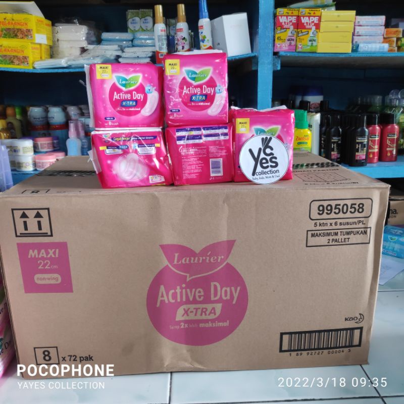 Pembalut Laurier Active Day SATUAN lorier isi 8 Non Wing Super maxy Haid menstruasi nifas Kao