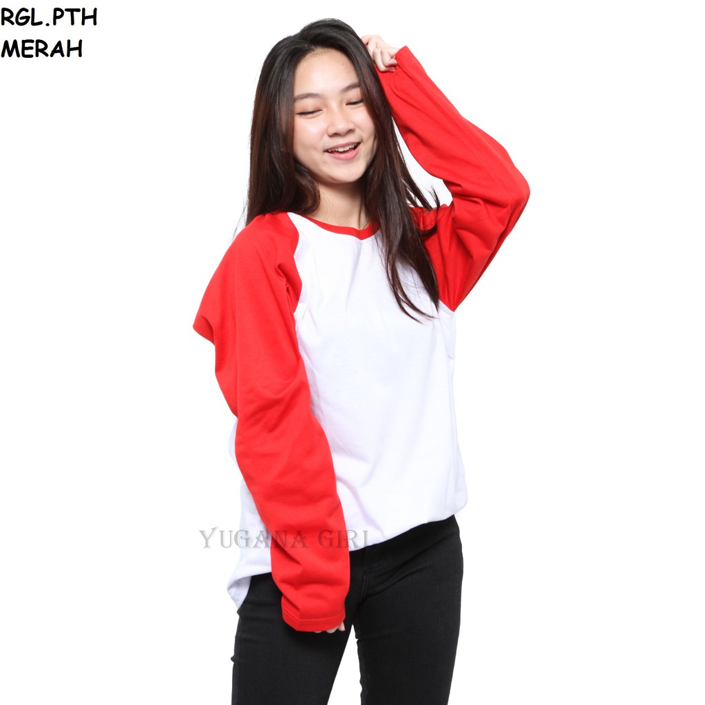 BL RGL W Baju Kaos T Shirt Raglan Warna Jumbo Lengan BL RGL W Baju Kaos T Shirt Raglan Warna Jumbo Lengan