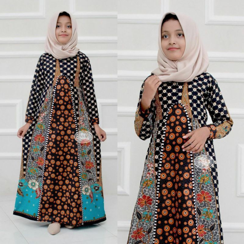 PROMO BATIK COUPLE KELUARGA SARIMBIT sania ruffle batik ori ndoro jowi motif SINARAN-GAMIS ANAK (O)