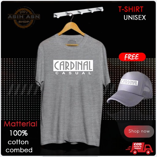 KAOS + TOPI CARDINAL BLOCK PUTIH KAOS PRIA DISTRO KEREN BAJU KAOS BERKUALITAS PREMIUM Tshirt
