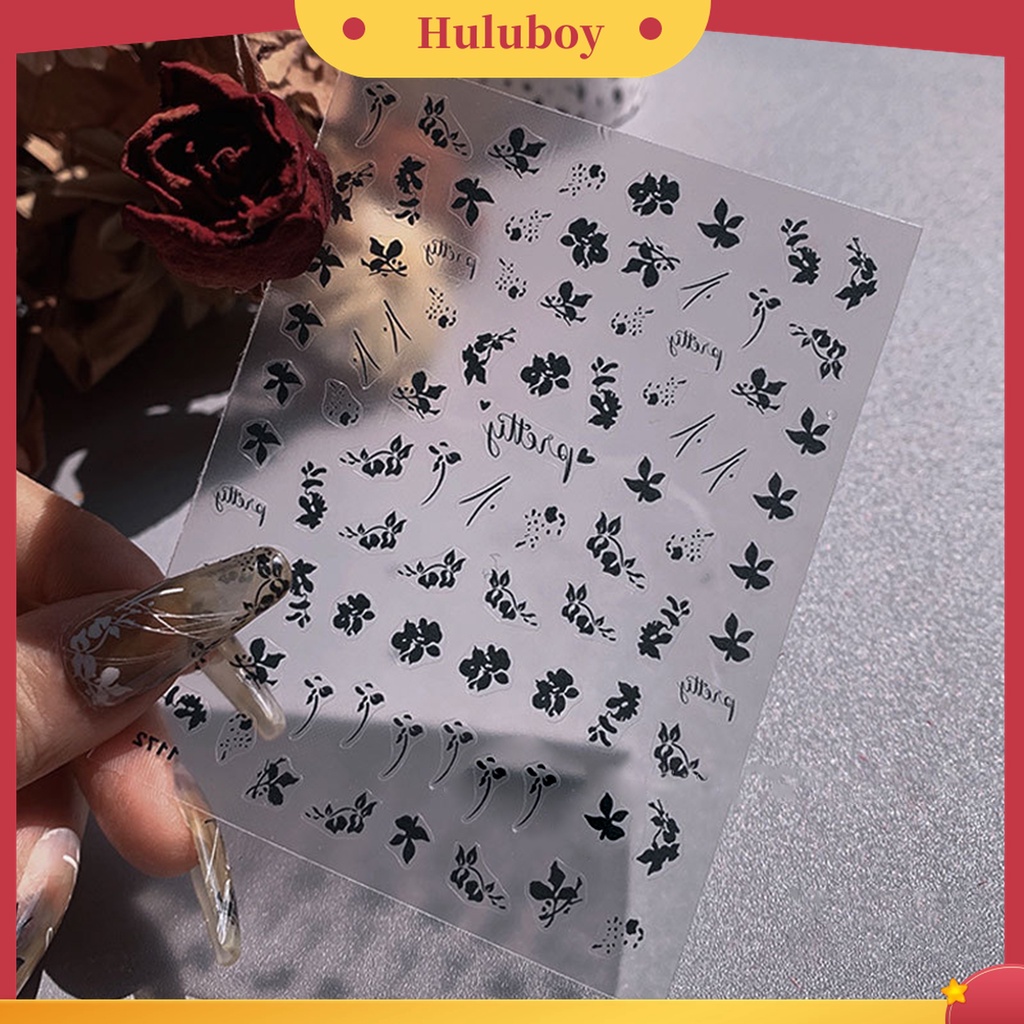 Huluboy Huluboy♡ 1 Lembar Stiker Kuku Motif Bunga Mini Seamless Flexible DIY Untuk Salon