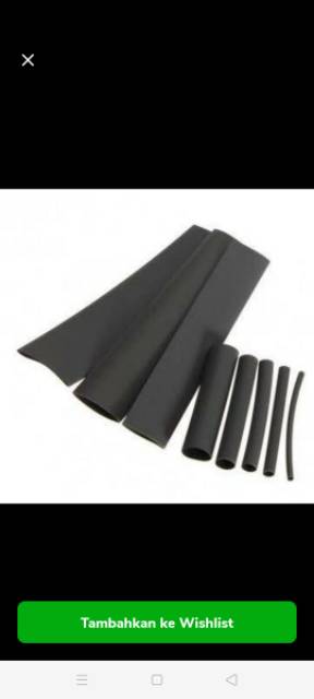 Heat Shrink Tube / Selongsong Bakar / Isolasi Bakar 3mm 4mm HITAM (Per Meter)