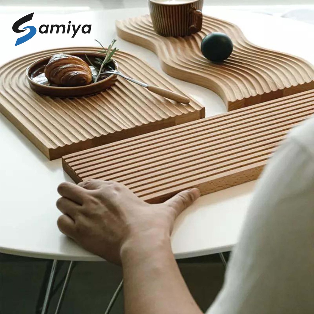 wooden bread board tray home decoration / nampan kayu cangkir gelas piring creative design / nampan papan hiasan dekorasi kekinian