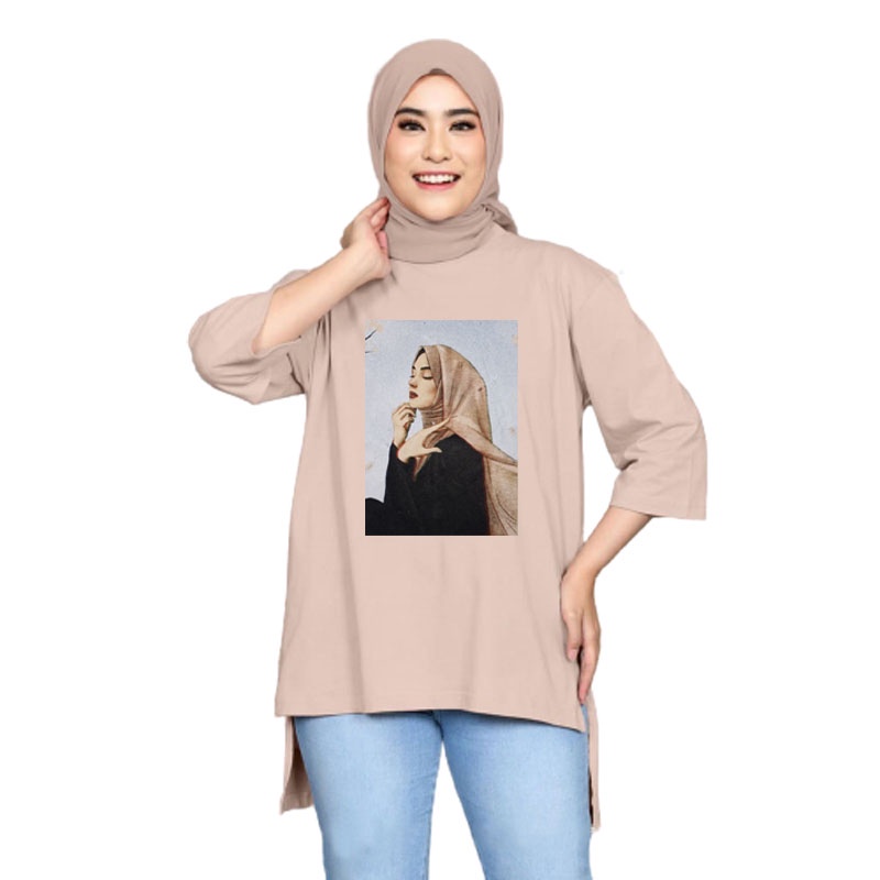 Tunik Oversize Basic Wanita / Kaos Tunik Oversize HIJAB MODE 001