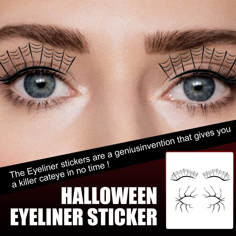 Zzz Stiker Eyeshadow / Eyeliner Motif Sarang Laba-Laba Untuk Makeup / Kosmetik Wanita / Halloween