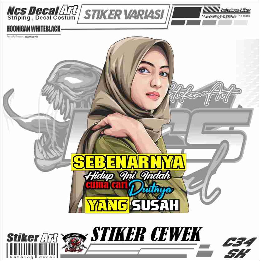 stiker mobil decal gambar cewek keren / sticker motor cewek vektor stiker variasi cewek