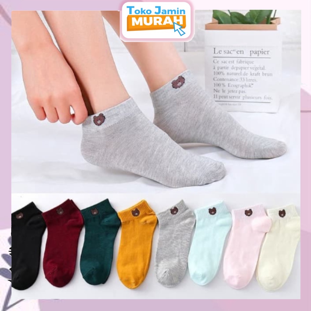 TJM KK220 Kaos Kaki Wanita Pria Motif Beruang Fashion Unisex Kaos Kaki Wanita Kekinian Import