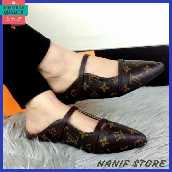 Vahn SUKI Sepatu Flat Shoes Kerja Wanita Casual Santai Hitam Abu FMD05