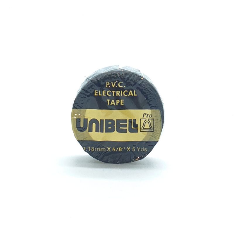 Unibell Pro Kecil Isolasi Pvc Kabel Listrik HITAM 0,18mmX5/8&quot;X5Yards (Harga 1 Bj)