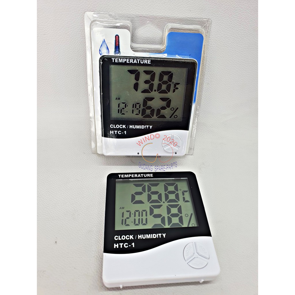 ALAT UKUR SUHU &amp; JAM DIGITAL | PENGUKUR TEMPERATURE RUANGAN | THERMOMETER HYGROMETER CLOCK HTC-1