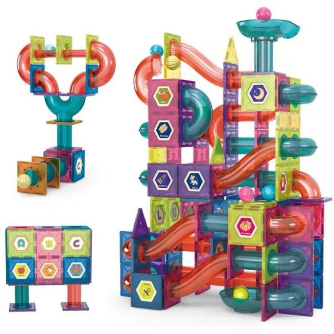 READY Magworld Magnet Tiles Marble Run 191 pcs - magnetic marble run s
