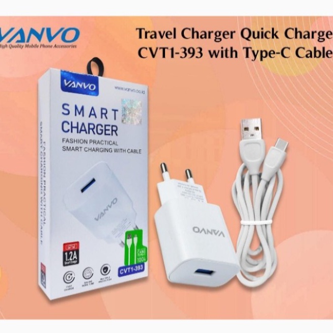 Smart Charger Vanvo 1.2A CVT-393 included TYPE-C Cable