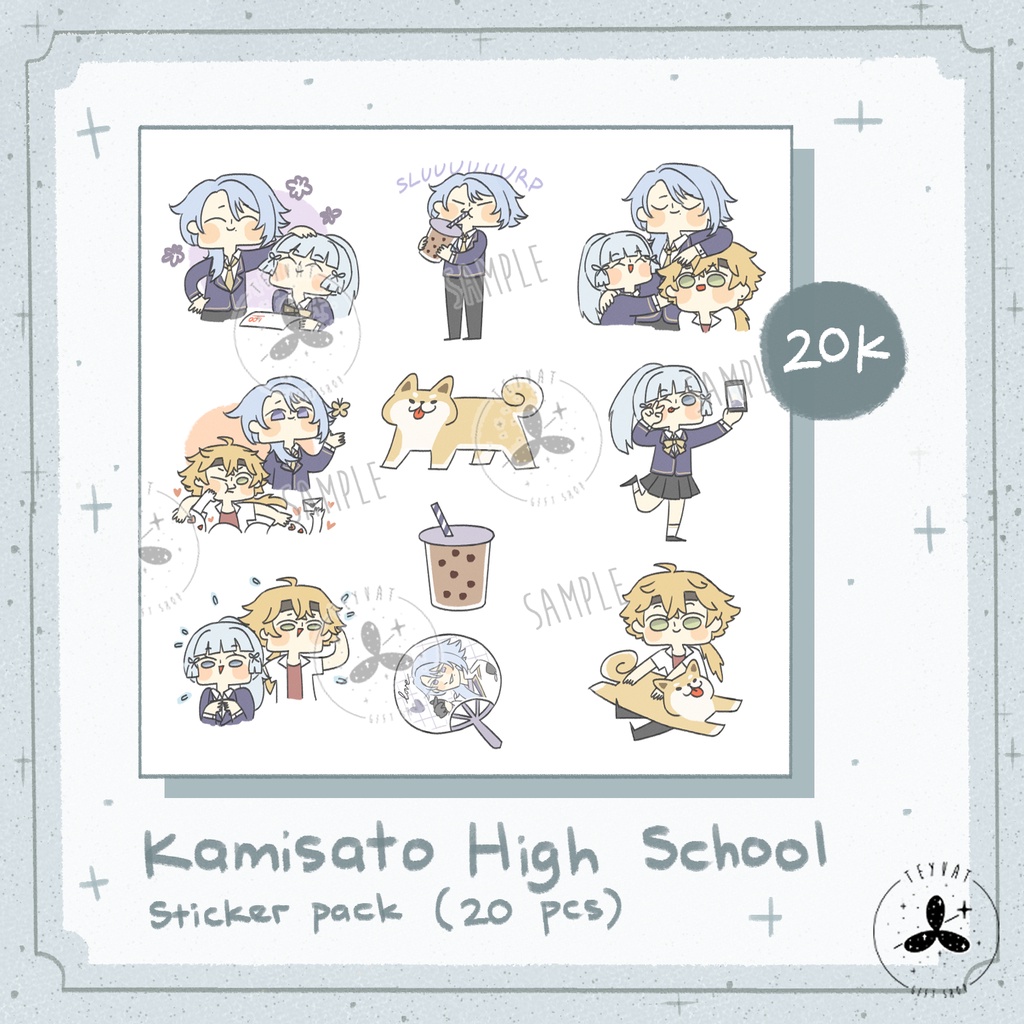 

Sticker Pack Kamisato Highschool (Ayato, Ayaka, Thoma) Genshin Impact