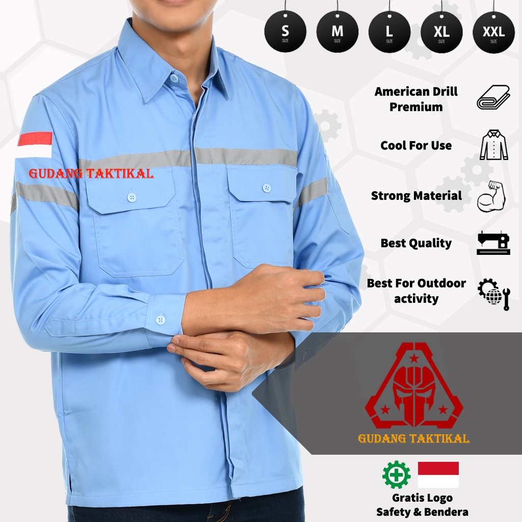 KEMEJA SAFETY K3 BAJU WEARPACK OUTDOOR - Seragam Kerja Lengan Panjang Proyek Tambang Alat Berat PLN 