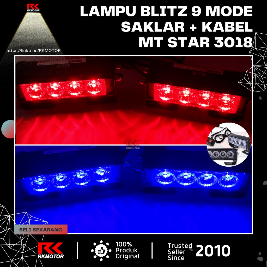 Lampu LED Blitz Federal 9 Mode | Lampu Flash Kedip Motor Mobil MT Star 3018
