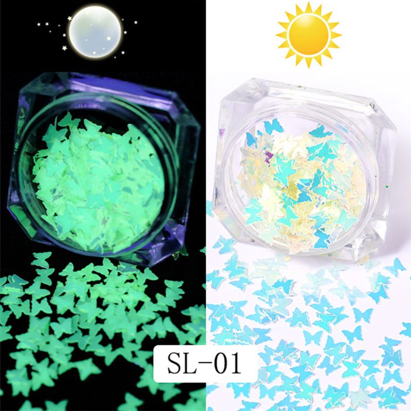 SIY  6 Bottle Luminous Sequins Glow In the Dark Glitters Fluorescent Sequins Resin Jewelry Findings Nail Art Craft Tools