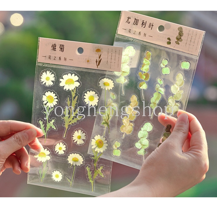 Stiker Desain Bunga Daisy Iris Untuk Dekorasi Diary Album Scrapbook