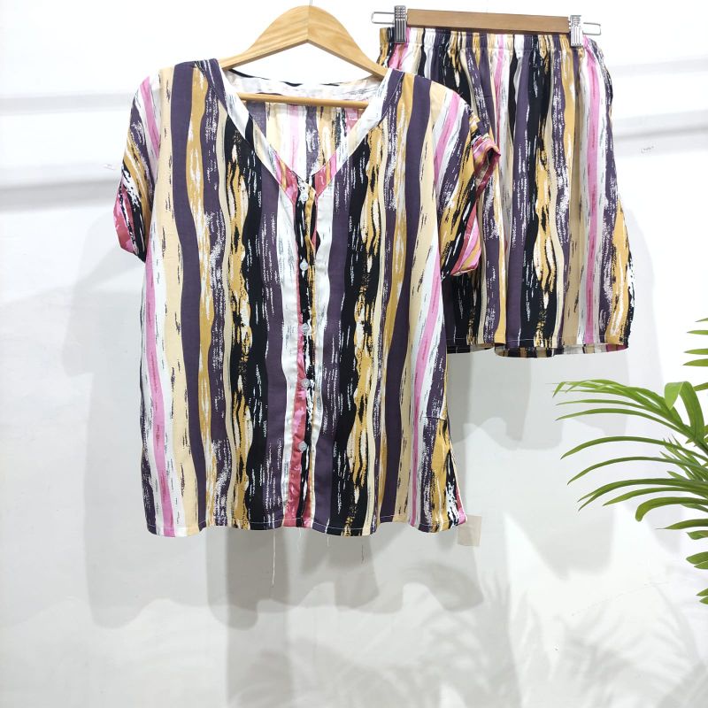 PIYAMA KANCING PENDEK HITS PIYAMA KANCING BUSUI | PIYAMA RAYON | HOMEWEAR-PDV QQ